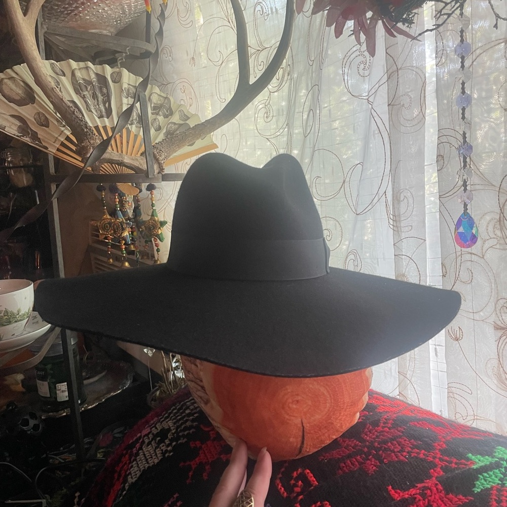 Black Unisex Brixton Wide-Brim Fedora Medium